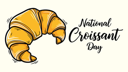 National Croissant Day illustration with a golden croissant