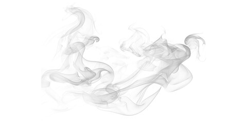 Graceful white smoke wisps swirling dynamically pure black background abstract texture mysterious vapor cloud ethereal