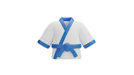 Martial Arts Uniform with Blue Trim on transparent background