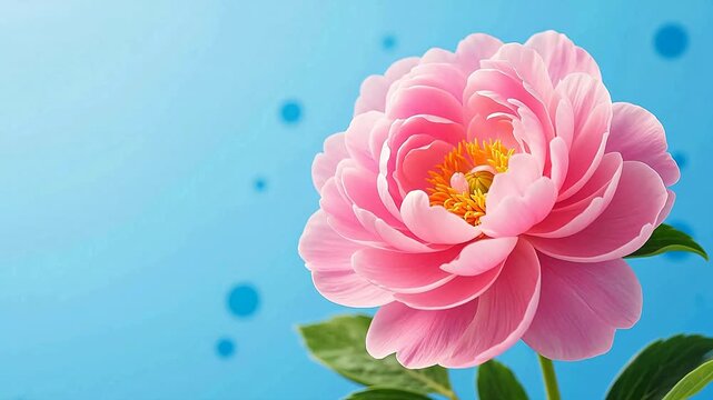 Pink牡丹BloomonBlueBackground