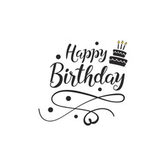 Happy birthday modern typography design  with party elements. Celebration greeting card vector suitable for prints, posters, and social media. 
