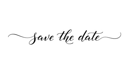 Elegant Hand-Lettered 'Save the Date' Calligraphy Script for Special Event Invitations and Announcements, Perfect for Weddings and Celebrations