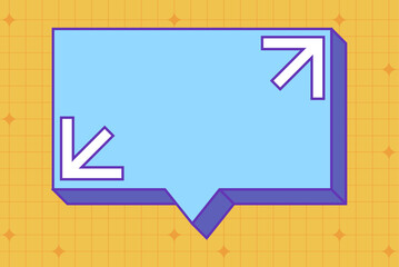 Retro memphis speech bubble. Talk bubble text, chat box, in retro style with drawing element on a color background. Sticker emoji text block in doodle balloon style