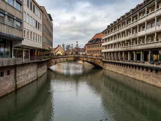 Views of the Pegnitz River in Nuremberg (Germany)