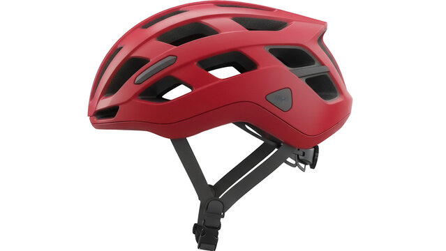 Red bicycle helmet isolated PNG, safety headgear for cycling and outdoor sports on transparent background - Powered by Adobe