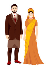 A Traditional Indian Couple in Colorful and Festive Attire Celebrating Their Culture