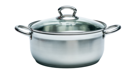 Stainless steel cooking pot with glass lid, kitchen cookware for boiling and preparing food