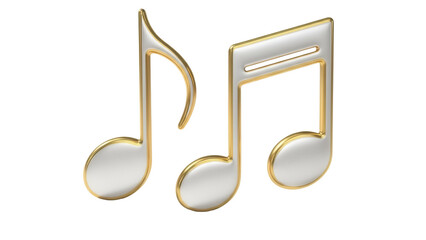 Elegant golden music notes PNG isolated on transparent background, musical symbol for melody and harmony in graphic design projects