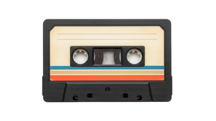 Retro audio cassette tape isolated PNG, vintage music recording technology for 1980s and 1990s nostalgia themes