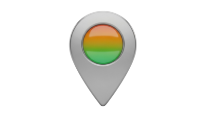 Colorful location pin PNG isolated on transparent background, map pointer with gradient fill for navigation and travel apps