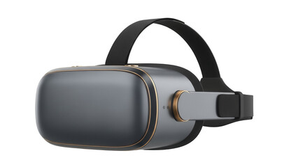 Modern VR headset PNG isolated on transparent background, virtual reality glasses for gaming and immersive experiences