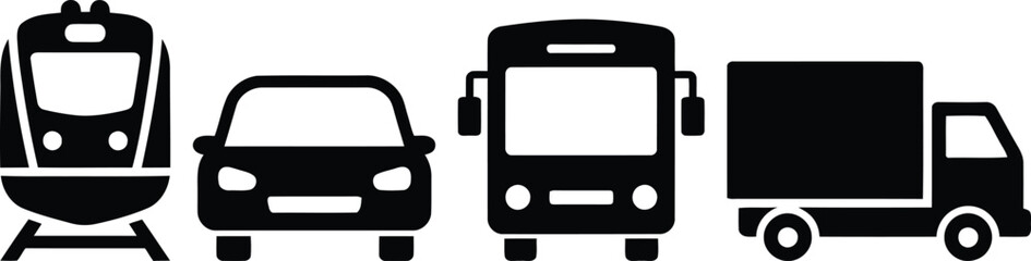 Various modes of transportation silhouette