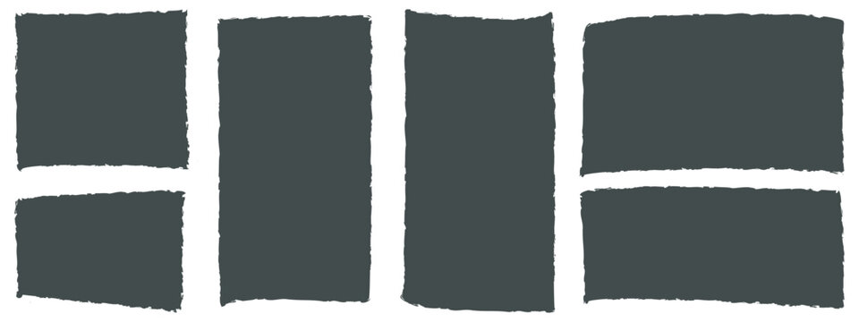 Set of grunge jagged rectangle shape. Vintage grunge boxes for collage, text, banner, sticker, poster design. black grunge rectangle. Vector illustration