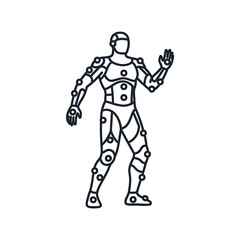 Figure with motion capture markers waves hello.