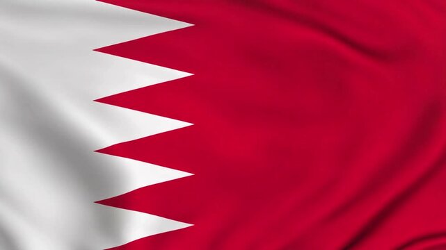 Macro close-up of the five white triangles and serrated line on the Bahraini national flag, cinematic 4K detail.