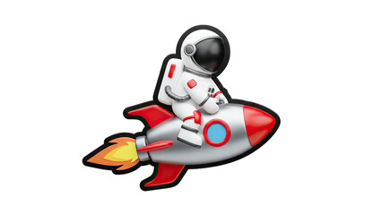 Astronaut Riding Rocket: Space Adventure Illustration
