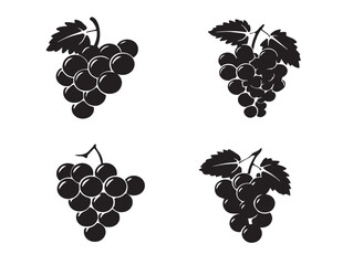 A stunning and ripe collection of grape silhouette icons for harvest