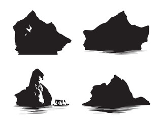 A stunning and cold collection of iceberg and glacier silhouette vectors