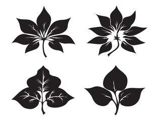 A lovely set of four simple black ivy leaf silhouette vector icons