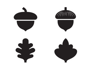 A gorgeous collection of four minimalist black acorn vector icons © Safowan