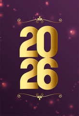 golden 2026 typography new year poster with empty space