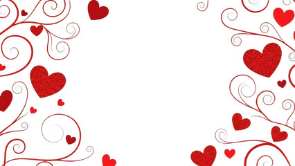 Red hearts and swirls background