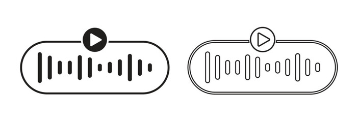 Audio Player Control Icon Set with Sound Wave and Play Button
