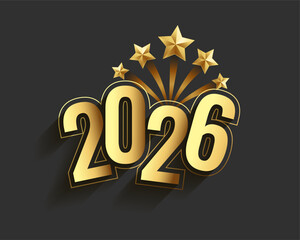 paper style golden 2026 new year background with bursting stars