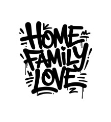 Obraz premium Sweet home black ink hand lettering, vintage letters, handwritten typography on white background with grunge texture. Vector illustration. 