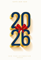 3d style 2026 new year poster with ribbon design