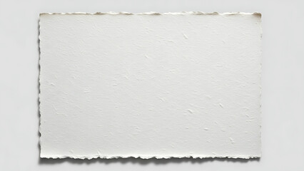 White Handmade Paper Texture with Visible Natural Fibers and Deckled Edges Background
