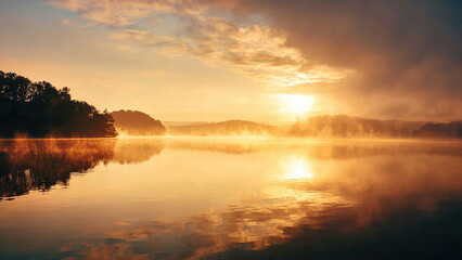 Obraz premium Sunrise Over Calm Lake
