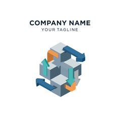 Obraz premium 3D Geometric Shapes Corporate Logo Design Template.