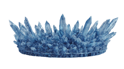 Ice crystal crown design with blue frozen gemstones for fantasy themes, royalty, magic, and winter concepts on transparent background
