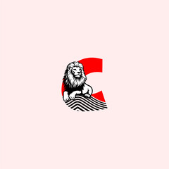 Luxury sitting lion logo with...