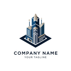 Fototapeta premium 3D Cityscape Logo Design Template Illustration.