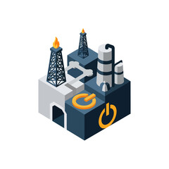 Isometric Oil Refinery and Power Generation.