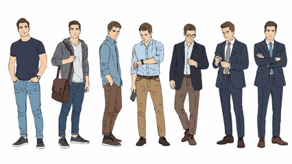 Fototapeta premium Diverse Mens Fashion Styles - A Collection of Outfits.