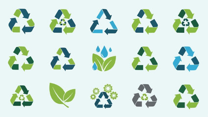 Collection of Green Recycling Symbols for Eco-Friendly Initiatives.