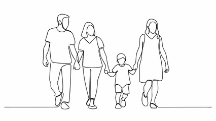 Loving family walking together in unity and harmony