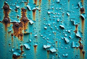 Close-Up of Peeling Paint on Metal Surface in Urban Environment