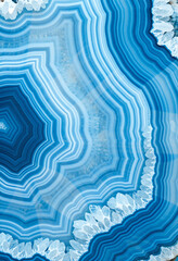 Blue Agate Stone Close-Up, Natural Minerals, Abstract Art, Textured Background, Elegant Design, Macro View, Nature's Beauty