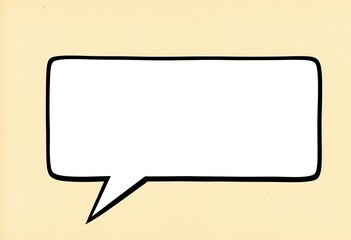 Fototapeta premium A classic comic book style speech bubble with a dark outline and white fill, set against a textured paper background, graphic, paper