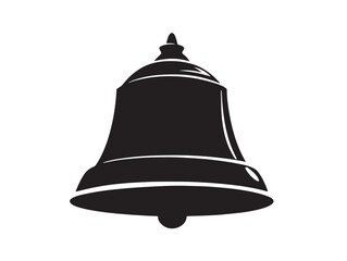 A stunning simple bell icon silhouette graphic with solid black lines