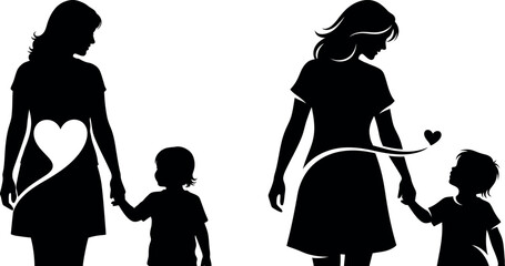 Mother and child silhouettes representing love and family