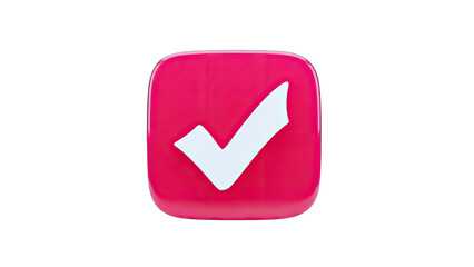 3D Pink Check Mark Icon on transparent background
