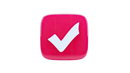3D Pink Check Mark Icon on transparent background
