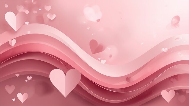 A pink background with wavy lines and hearts for Valentine's Day or love-themed designs
