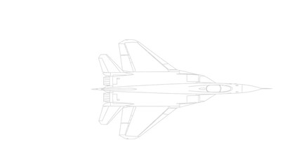 Detailed technical drawing of a modern fighter jet aircraft