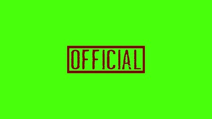 official Stamp Animation isolated on green  backgroud. official rubber stamp mark with red ink on grreen Background. 4k video